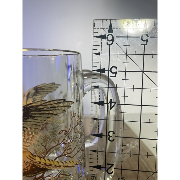 VTG Painted Glass 2 Beer Mugs Pheasant Grouse Hunting Game Birds MCM Man Cave - Picture 12 of 12